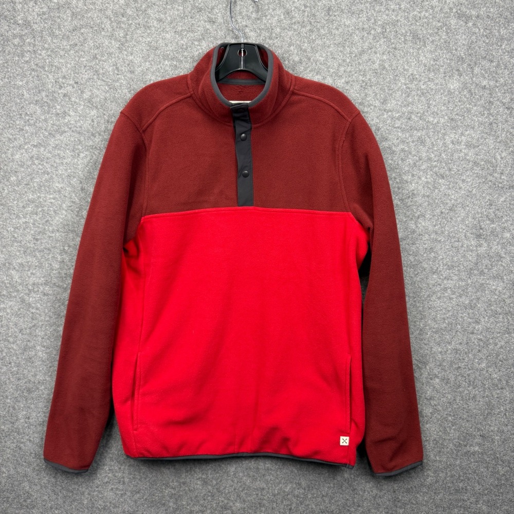 Blake Shelton x Lands End Mens M Tall Red Colorblock Snap Fleece Pullover NWT‎